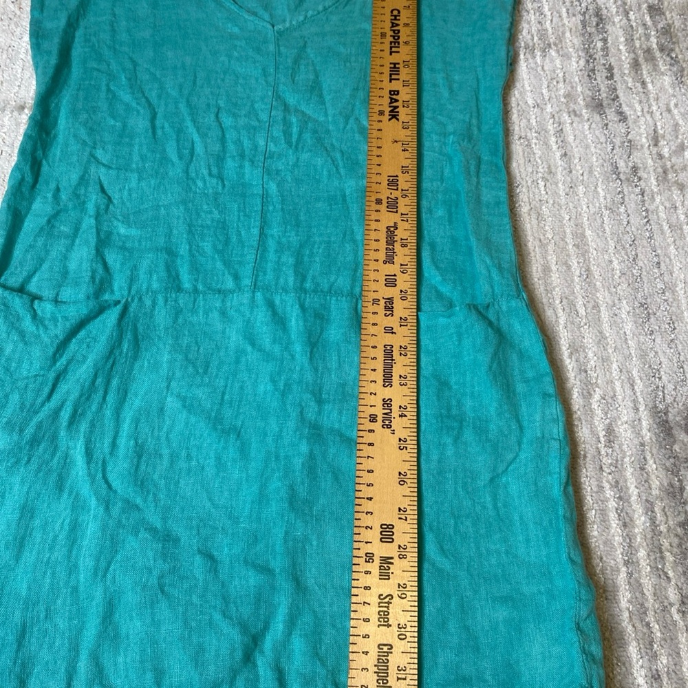 Meo Meli Teal V-Neck linen Sleeveless dress Italy made - Picture 6 of 7
